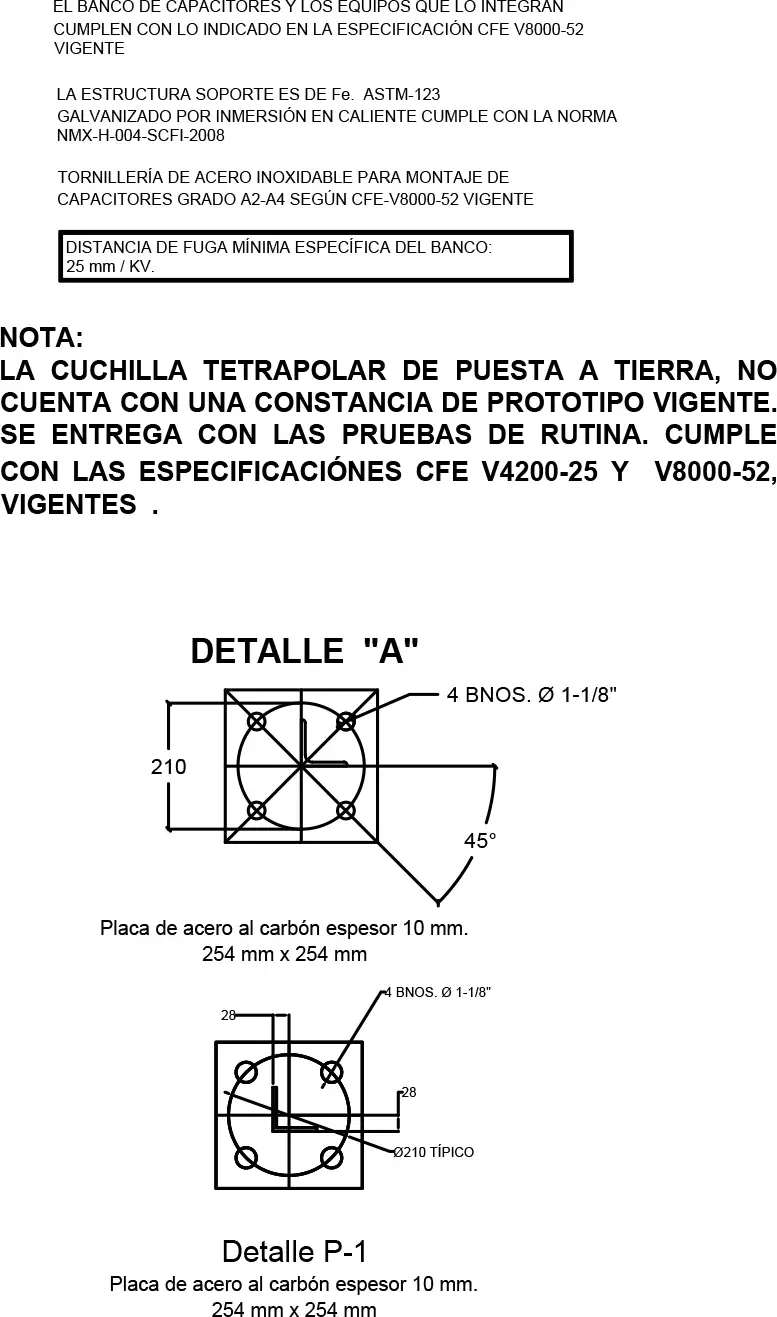 Especificación Banco de capacitores de media tensión 15, 23 y 34.5Kv